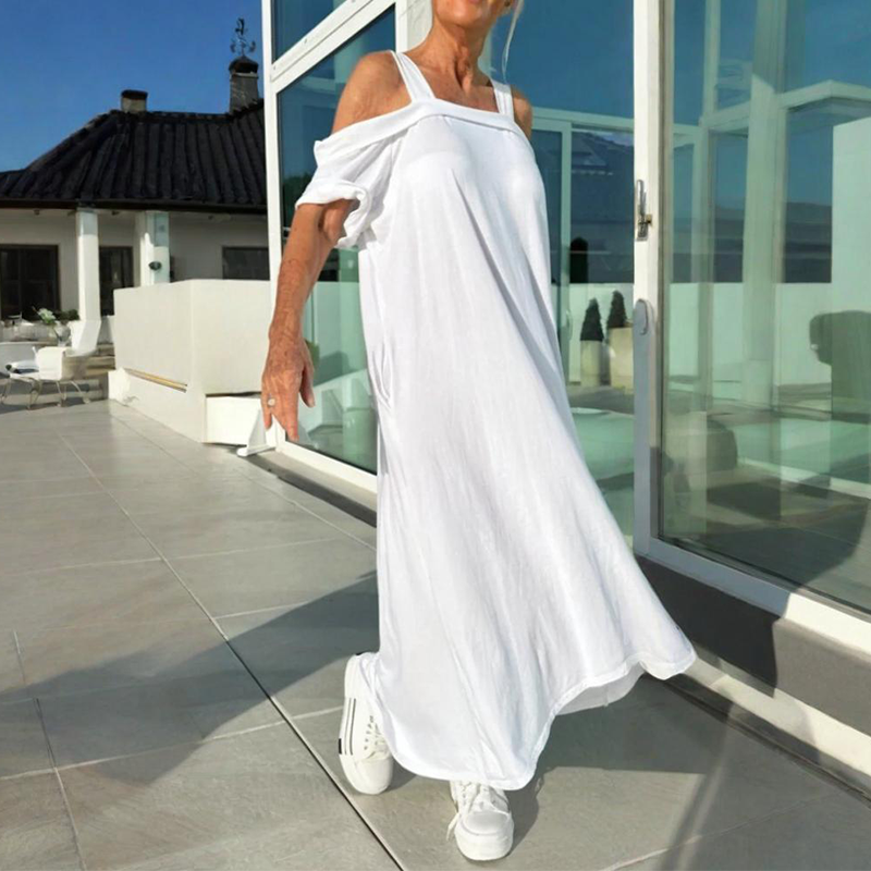 🏖️Summer Specials🌴Women's Cold Shoulder Casual Maxi Dress