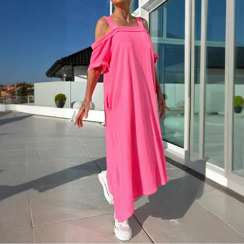 🏖️Summer Specials🌴Women's Cold Shoulder Casual Maxi Dress