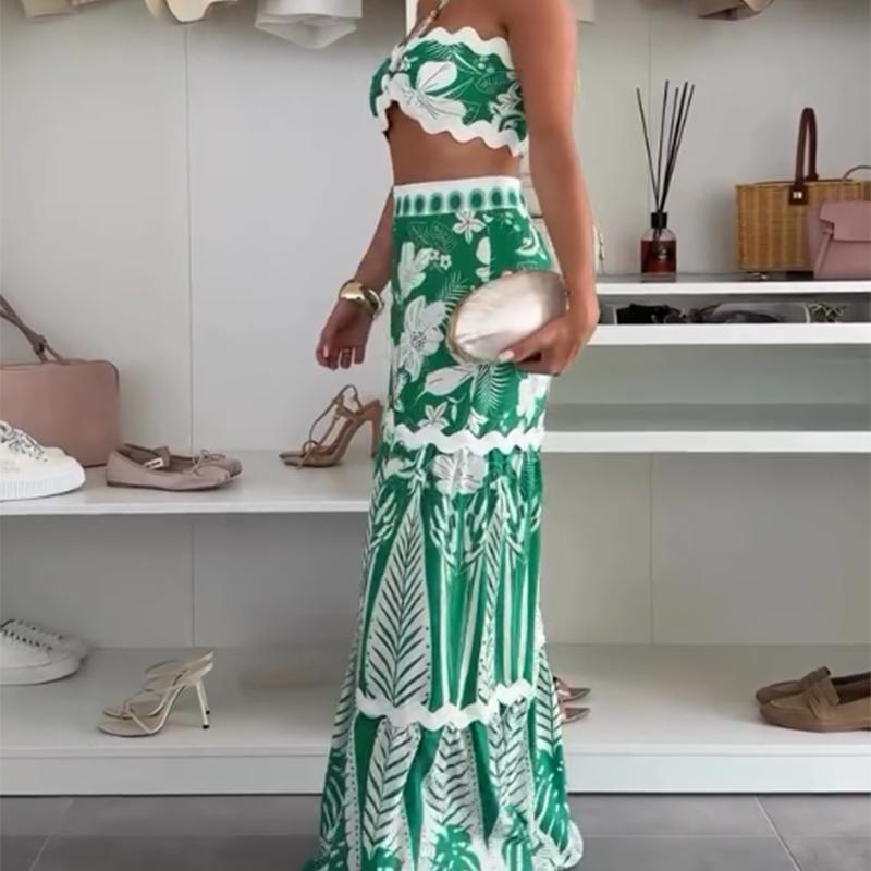 👙Women’s Bikini Top & Printed Wide-Leg Pants Set - Fashionable & Vacation-Ready