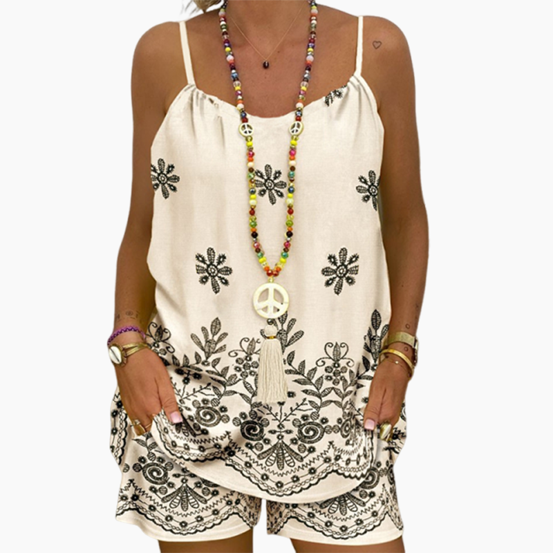 ⏳Time-limited Special⏰Women's Print Spaghetti Strap Camisole & Shorts Set