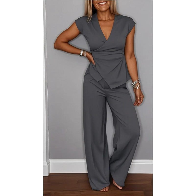⏳Time-limited Special⏰Women's Elegant V-Neck Top & Pants Set