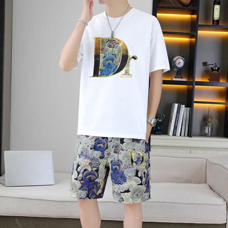 ⏳Time-limited Special⏰Men's Summer Casual Short Sleeve Top and Shorts 2 Pieces Outfits