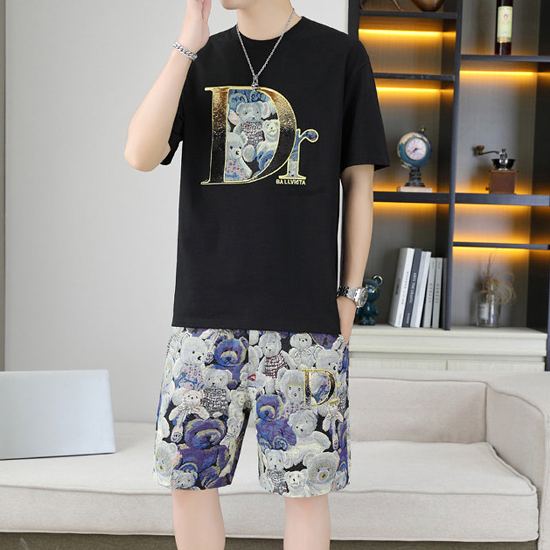 ⏳Time-limited Special⏰Men's Summer Casual Short Sleeve Top and Shorts 2 Pieces Outfits