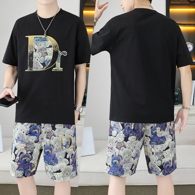 ⏳Time-limited Special⏰Men's Summer Casual Short Sleeve Top and Shorts 2 Pieces Outfits