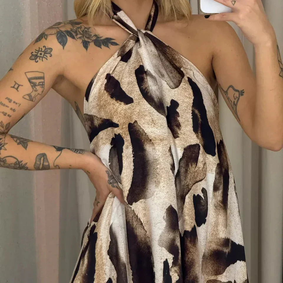 ⏳Time-limited Special⏰Women's Printed Halter Neck Maxi Dress