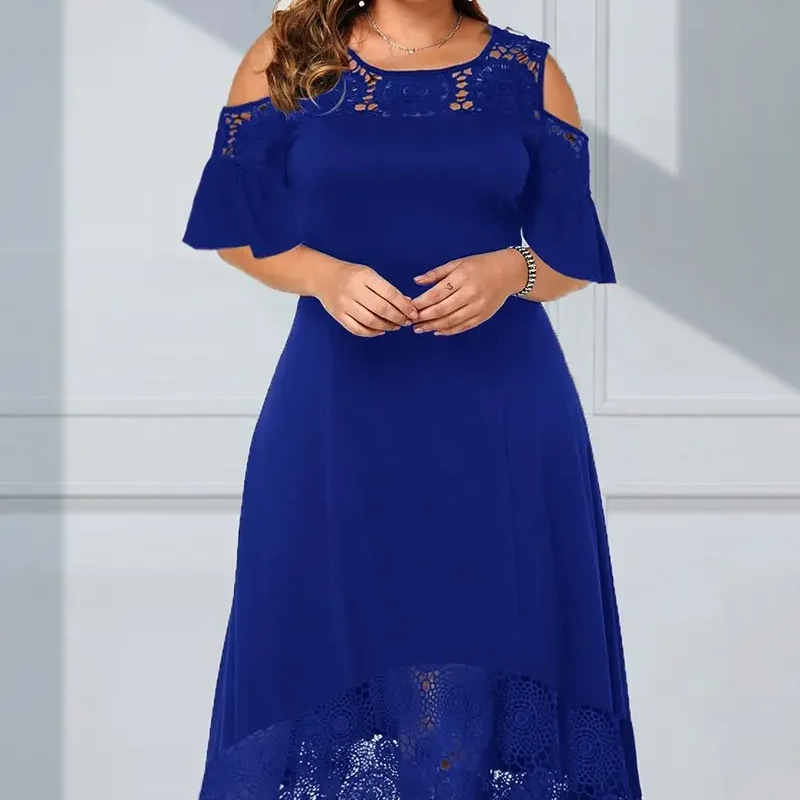 ⏳Time-limited Special⏰Women’s Elegant Cold Shoulder Lace Hem Dress