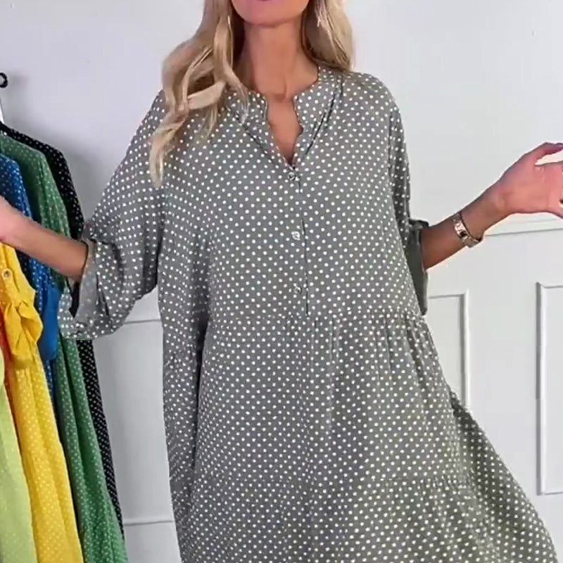 ⏳Time-limited Special⏰Women’s Polka Dot Button Loose Fit Dress