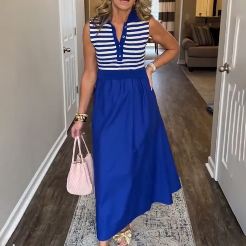 ⏳Time-limited Special⏰Women's Casual V-Neck Striped Maxi Dress