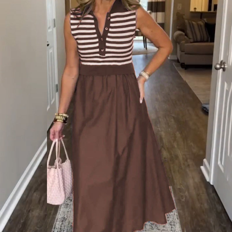 ⏳Time-limited Special⏰Women's Casual V-Neck Striped Maxi Dress