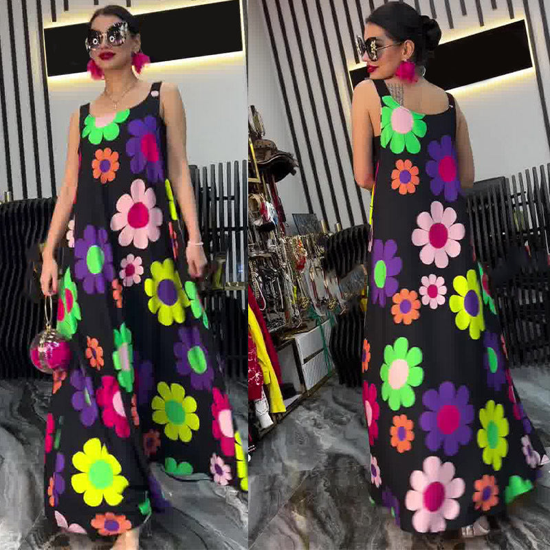 ⏳Time-limited Special⏰Floral Printed Loose Sleeveless Ankle-Length Dress👗