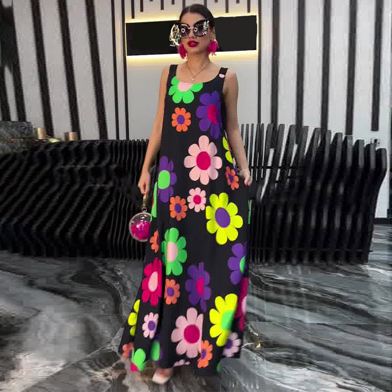 ⏳Time-limited Special⏰Floral Printed Loose Sleeveless Ankle-Length Dress👗