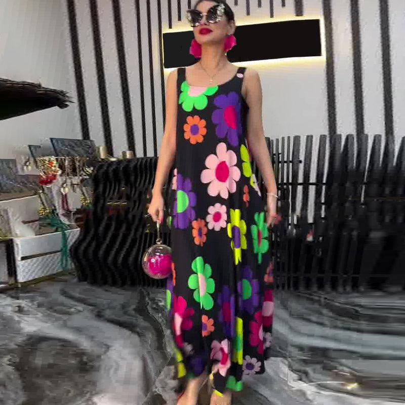⏳Time-limited Special⏰Floral Printed Loose Sleeveless Ankle-Length Dress👗