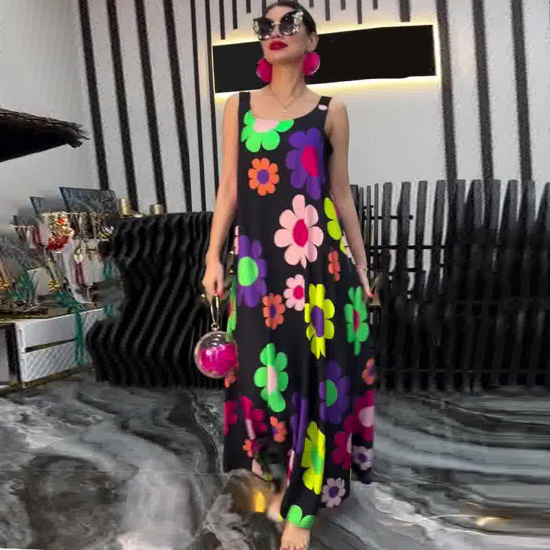 ⏳Time-limited Special⏰Floral Printed Loose Sleeveless Ankle-Length Dress👗