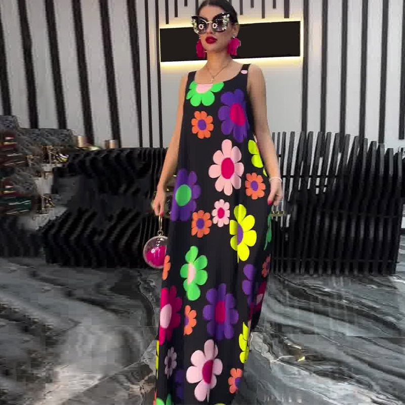 ⏳Time-limited Special⏰Floral Printed Loose Sleeveless Ankle-Length Dress👗