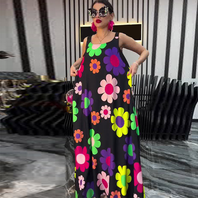 ⏳Time-limited Special⏰Floral Printed Loose Sleeveless Ankle-Length Dress👗
