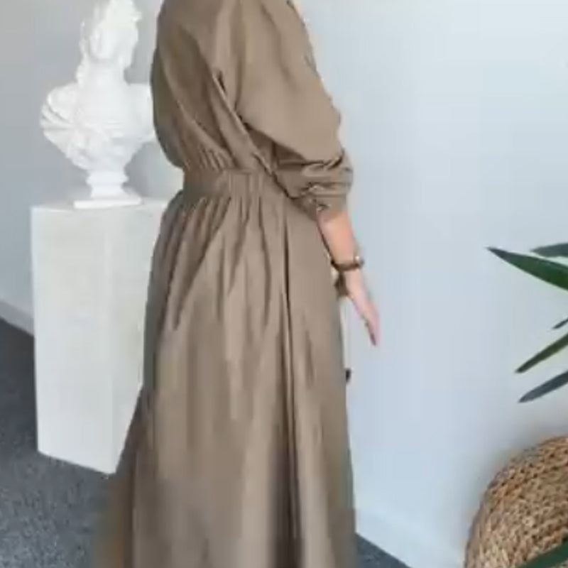⏳Time-limited Special⏰Lapel Zipper Detail Maxi Dress