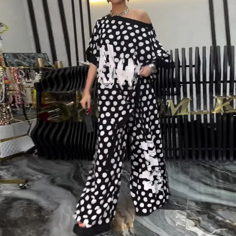 ⏳Time-limited Special⏰Women’s Fashion Oversize Top & Wide-Leg Pants 2 PCS Set