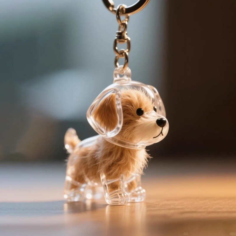 🐶Creative Transparent Dog Hair Collection Container Keychain