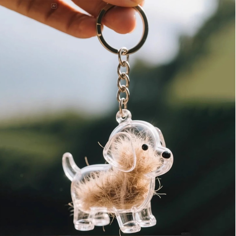 🐶Creative Transparent Dog Hair Collection Container Keychain