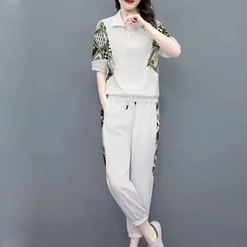 ⏳Time-limited Special⏰Women's Floral Patchwork Sports Short Sleeve Top & Casual Pants Set