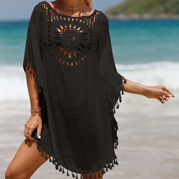 ⏳Time-limited Special⏰Women's Loose Solid Color Hollow Out Cover Up