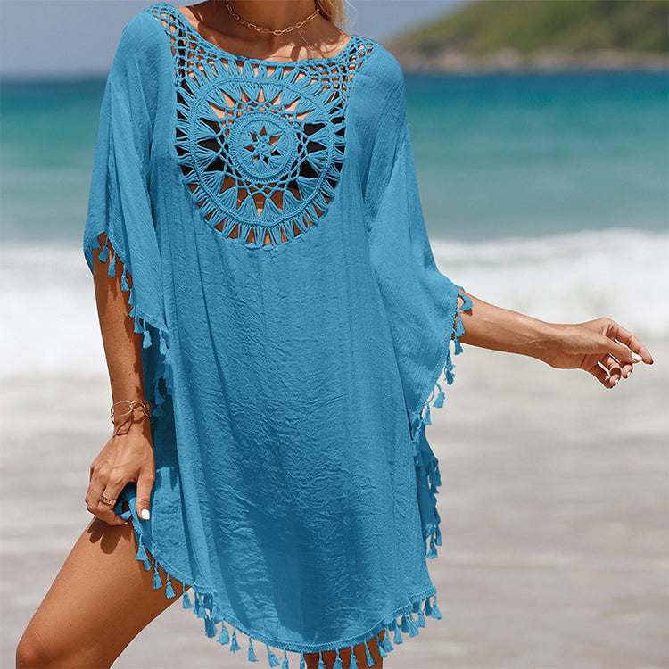 ⏳Time-limited Special⏰Women's Loose Solid Color Hollow Out Cover Up