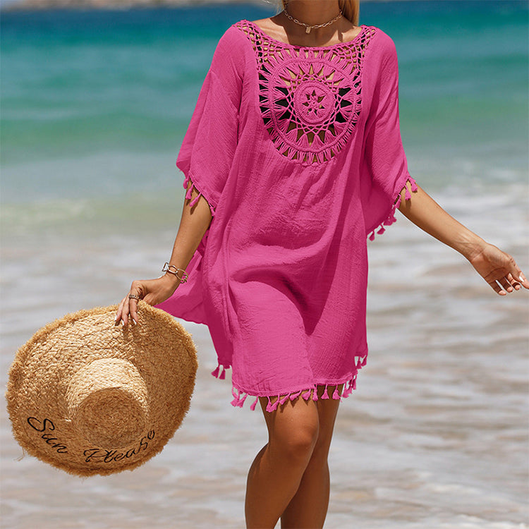 ⏳Time-limited Special⏰Women's Loose Solid Color Hollow Out Cover Up