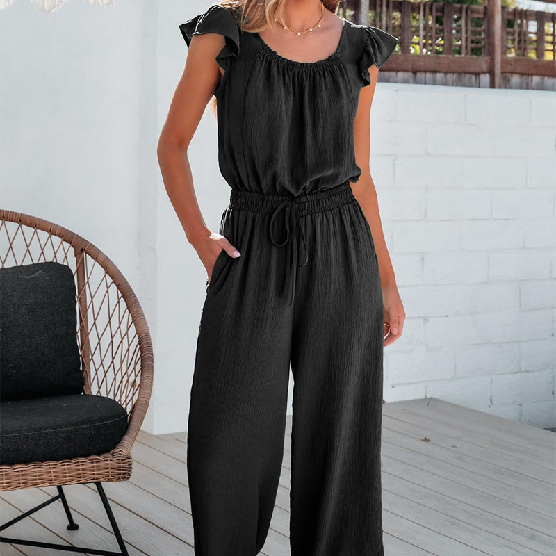 ⏳Time-limited Special⏰Women's Solid Color Pleated Square Neck Jumpsuit👗