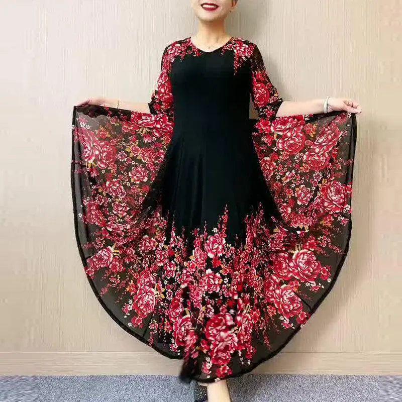 🎉New Product Launch💐– Stylish Women's Double Layer Mesh Printed Dress(50% OFF🔥) spiyle