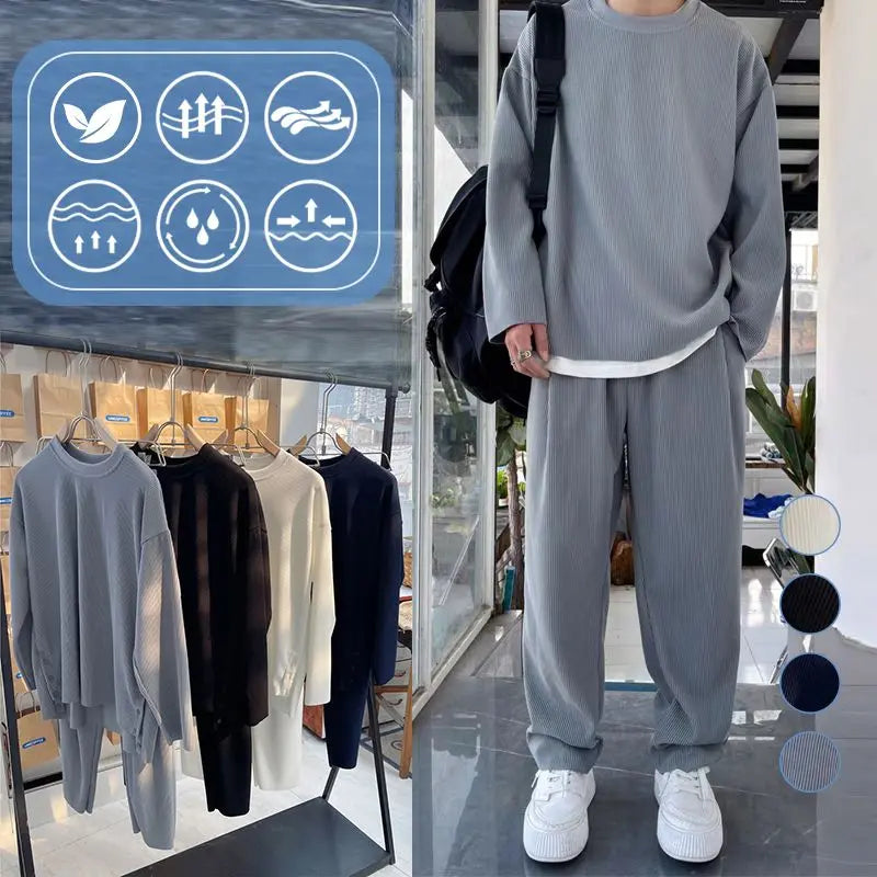 Men’s Loose Fashionable Long Sleeve 2-piece Set(50% OFF) aiyoumoi