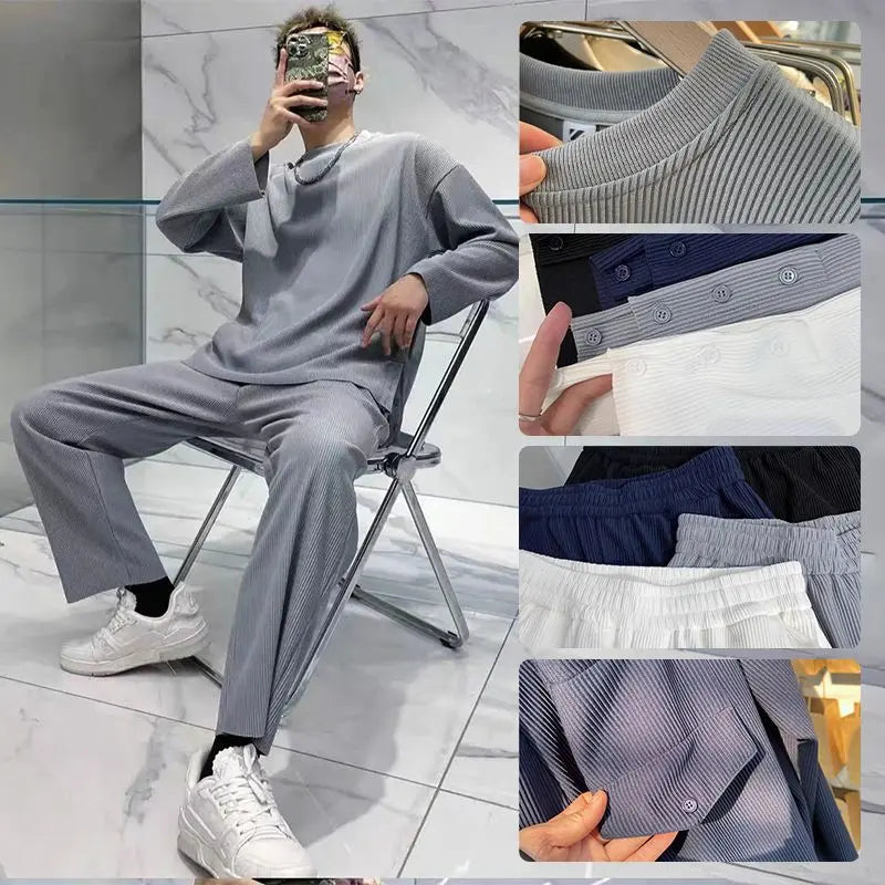 Men’s Loose Fashionable Long Sleeve 2-piece Set(50% OFF) aiyoumoi