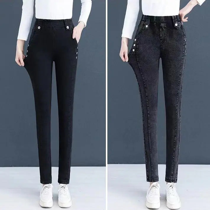 Nice Gift! Elastic Warm Plush Skinny Jeans for Women spiyle