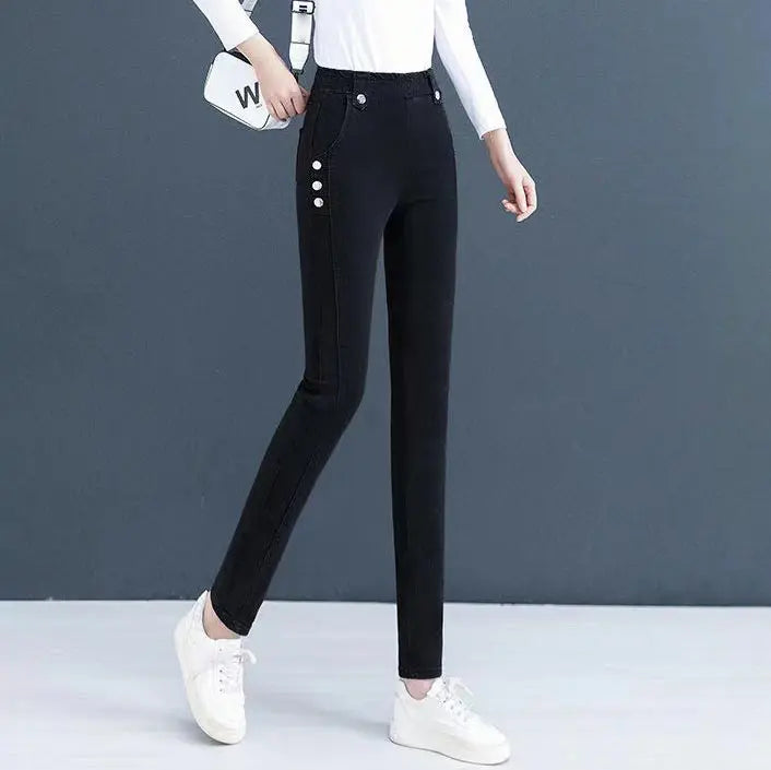 Nice Gift! Elastic Warm Plush Skinny Jeans for Women spiyle
