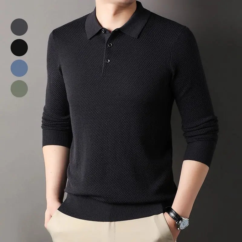 Men's Lapel Casual Knitted Sweater aimtoyou