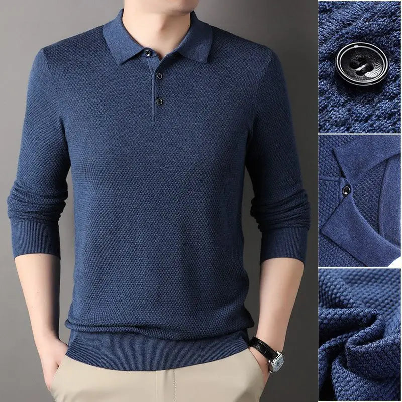 Men's Lapel Casual Knitted Sweater aimtoyou