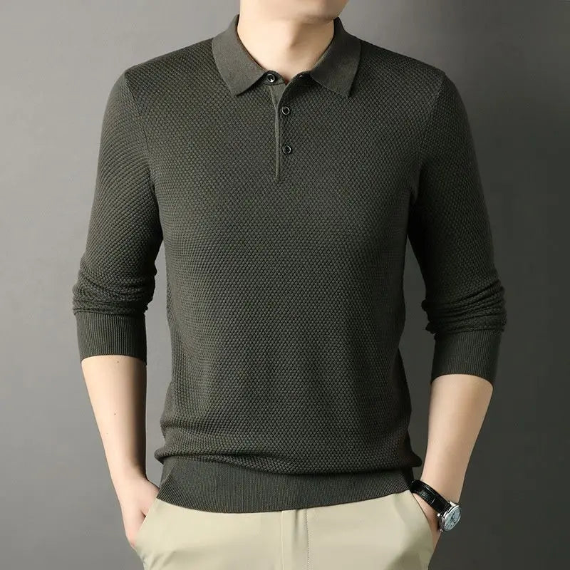 Men's Lapel Casual Knitted Sweater aimtoyou