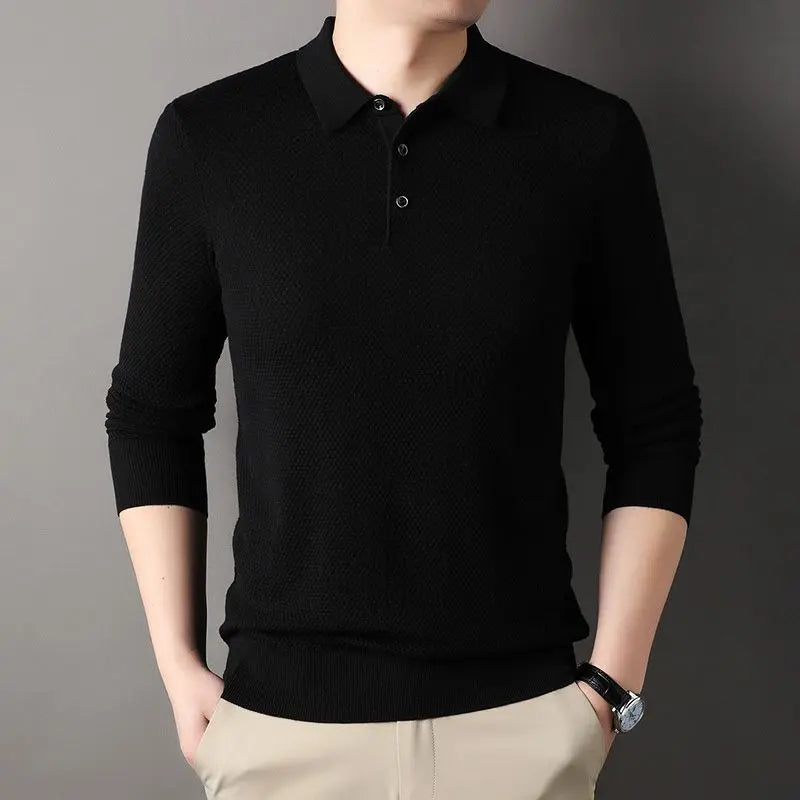 Men's Lapel Casual Knitted Sweater aimtoyou