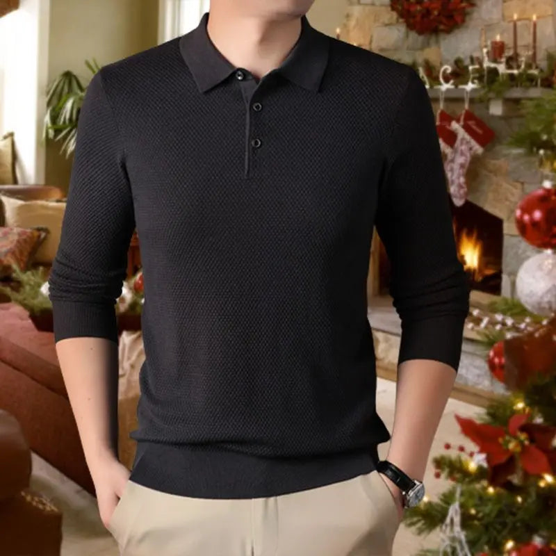 Men's Lapel Casual Knitted Sweater aimtoyou