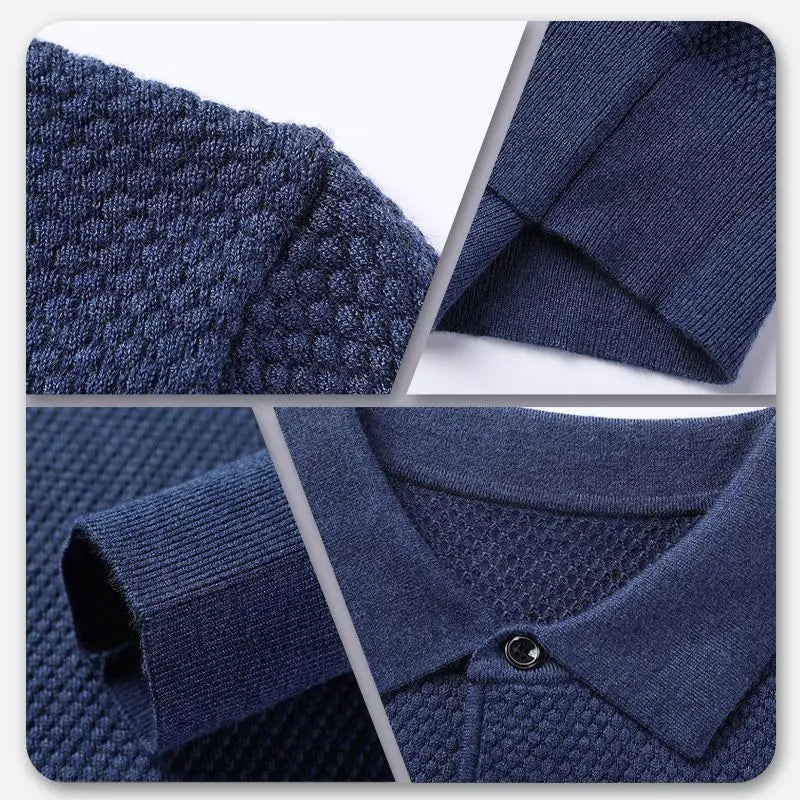 Men's Lapel Casual Knitted Sweater aimtoyou