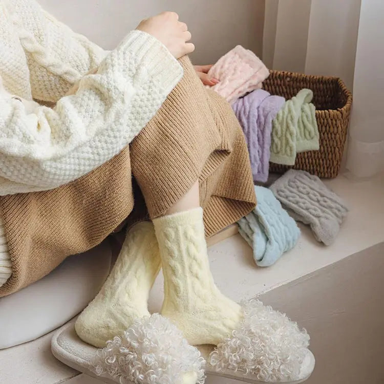 Soft Waxy Macaron Color Thermal Socks for Women - Great Gift spiyle