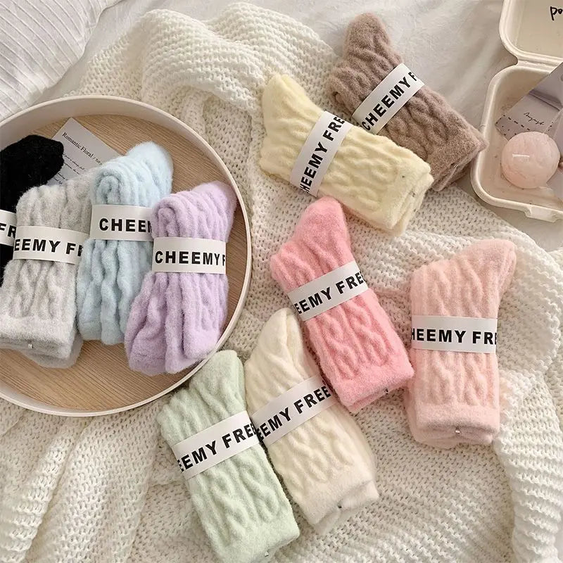 Soft Waxy Macaron Color Thermal Socks for Women - Great Gift spiyle