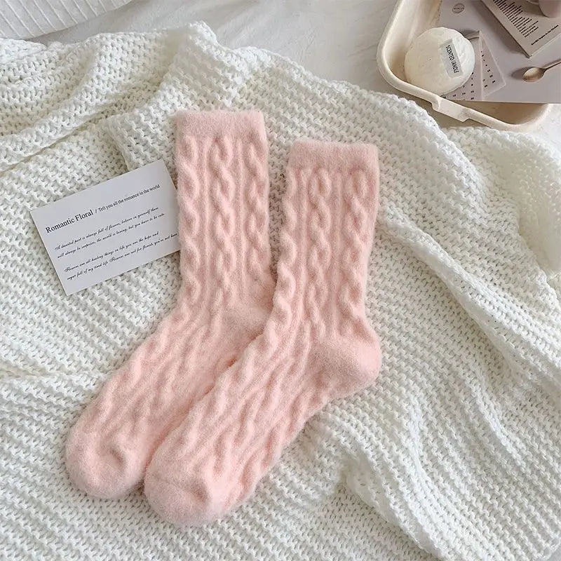 Soft Waxy Macaron Color Thermal Socks for Women - Great Gift spiyle