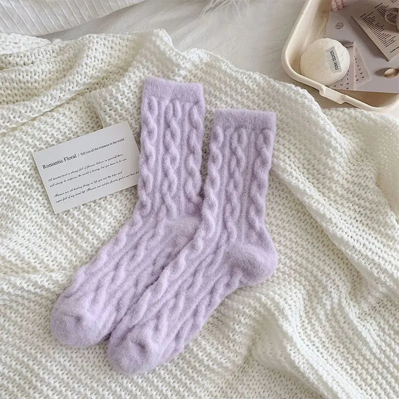 Soft Waxy Macaron Color Thermal Socks for Women - Great Gift spiyle