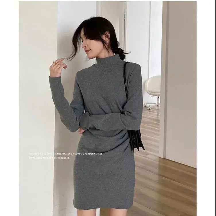 🔥Black Friday super sale 26.99🔥----Sexy Solid Color Turtleneck Mini Dress(46%OFF) spiyle