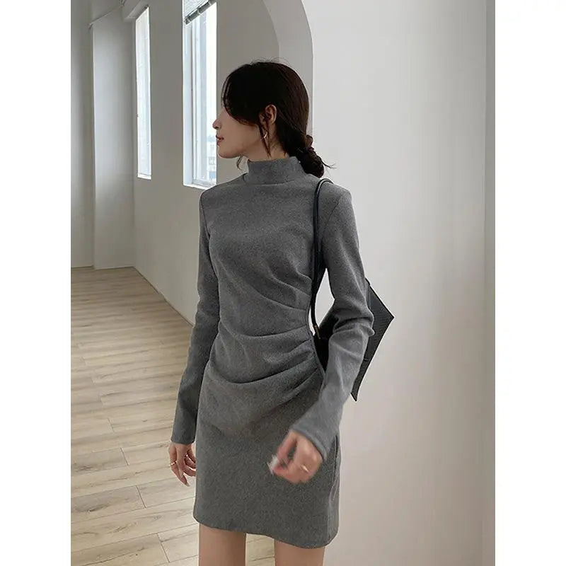 🔥Black Friday super sale 26.99🔥----Sexy Solid Color Turtleneck Mini Dress(46%OFF) spiyle