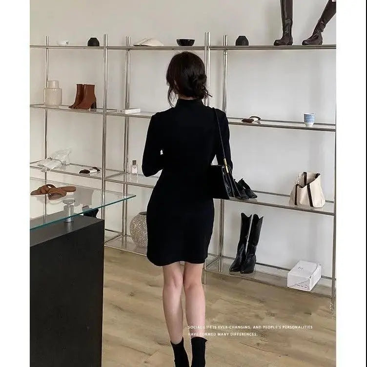 🔥Black Friday super sale 26.99🔥----Sexy Solid Color Turtleneck Mini Dress(46%OFF) spiyle