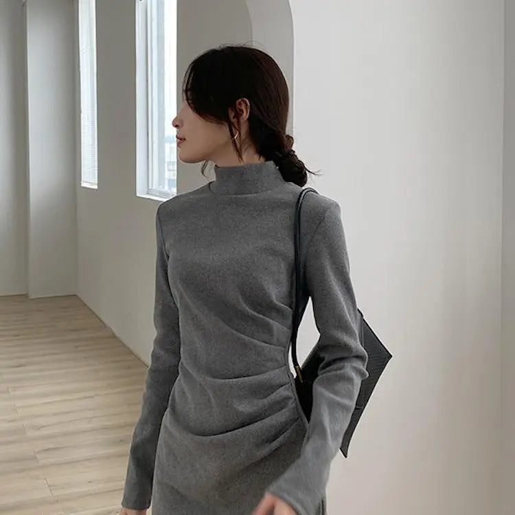 🔥Black Friday super sale 26.99🔥----Sexy Solid Color Turtleneck Mini Dress(46%OFF) spiyle