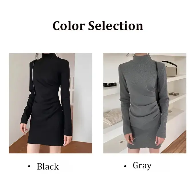🔥Black Friday super sale 26.99🔥----Sexy Solid Color Turtleneck Mini Dress(46%OFF) spiyle