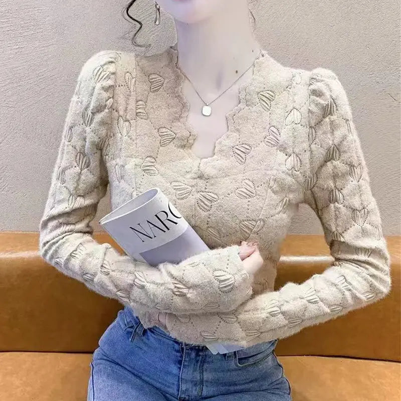🔥HOT SALE 23.99🔥Best Gift for Her - Women's Heart Print Soft Plush Feeling Slimming Top(50%OFF) spiyle