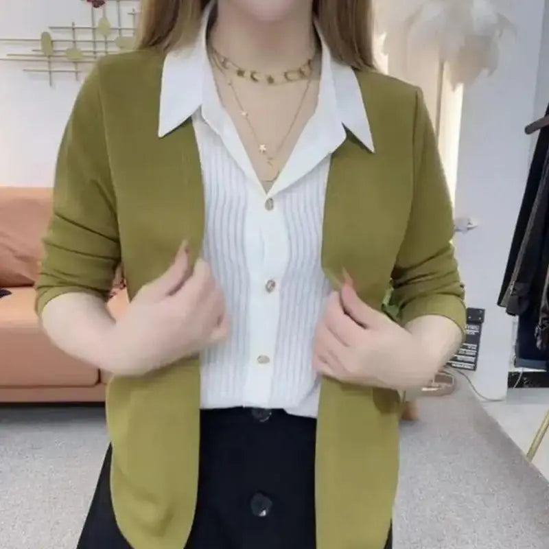 🎉New Product Launch💐– Women's Faux Knit Two Piece Knit Shirt(46% OFF) spiyle